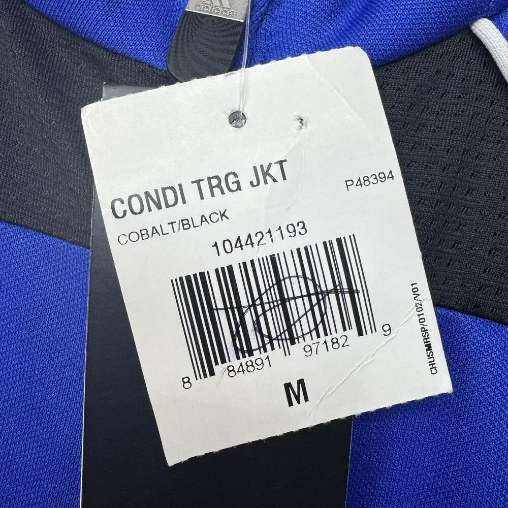 Adidas Condi training Jacket‎ Mens Medium Blue ClimaCool Full Zip Polyester New